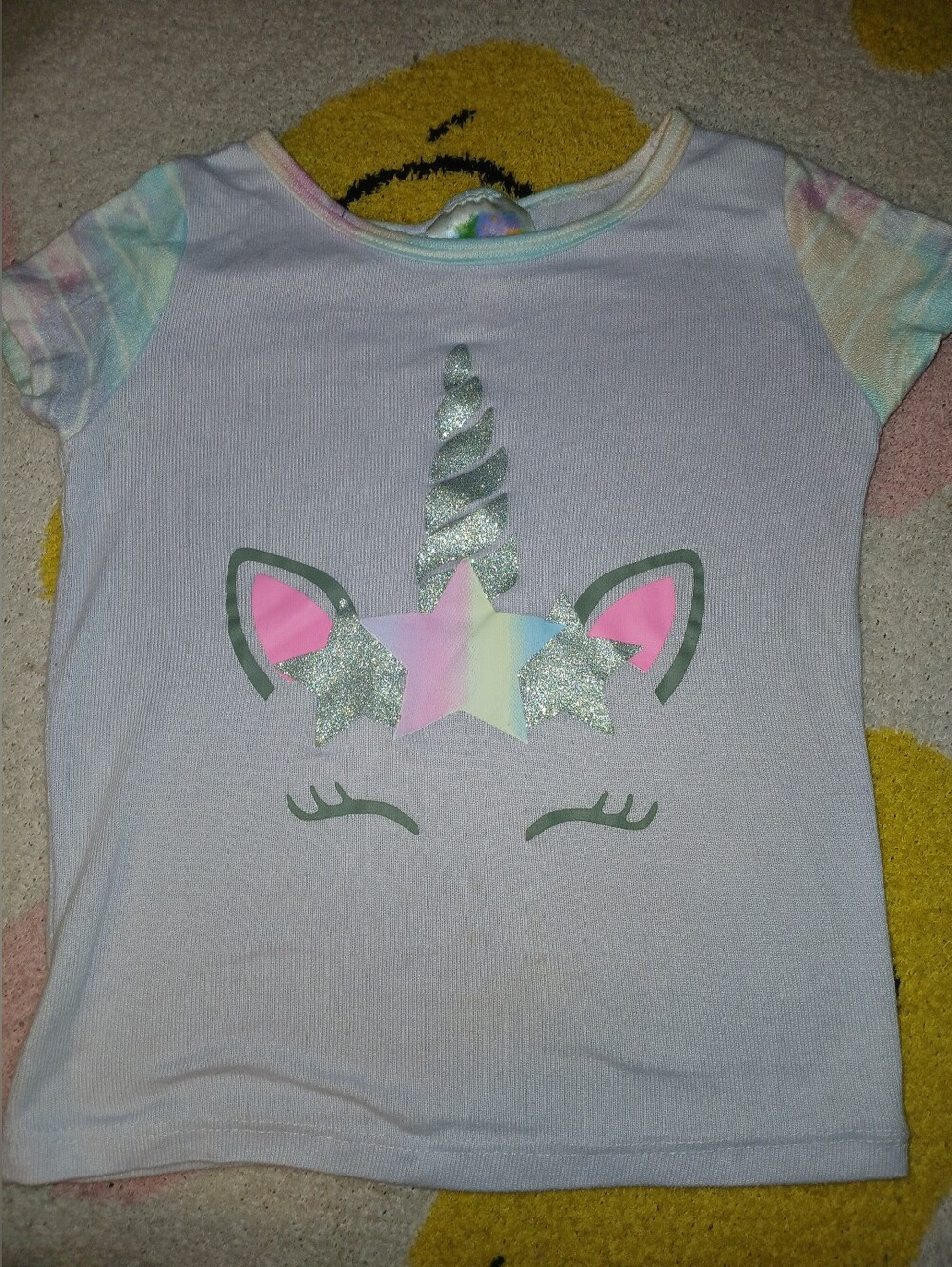Pre-lovex Gilr's Magic Pastel Unicorn Tee - Pink, Silver & Multicolor.